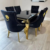 Ensemble de table à manger moderne et bon marché de style nordique de luxe, 4 chaises, table à manger en marbre, table à manger ronde