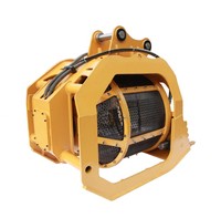 Tamiseur rotatif à godets de 30 tonnes pour le tri de la terre de surface et du gravier, avec panneaux de tamisage et protections spirales, jaune