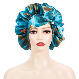 بونيه ساتان نسائي بنقوشات أفريقية, بونيه نسائي من الساتان بربطة عنق طويلة ، عريض النطاق ، طبقة مزدوجة ، بونيه قابل للعكس مع شعار ، بسعر الجملة - Product Image 6