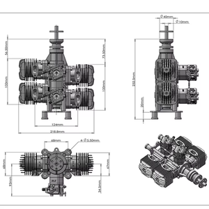 Motor de Gasolina Original DLE 122cc T4 de Cuatro Cilindros y Dos Tiempos con Escape Lateral, Refrigeración por Aire Natural, 12HP/7500rpm, Encendido por Encendedor CM6 - Product Image 4