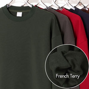 Felpe da Uomo in Cotone e Poliestere 420GSM, Stile Vintage Tinta Unita, Tessuto French Terry, Pullover con Spalle Scese e Collo Tondo <span class=keywords><strong>Senza</strong></span> <span class=keywords><strong>Cappuccio</strong></span> - Product Image 2