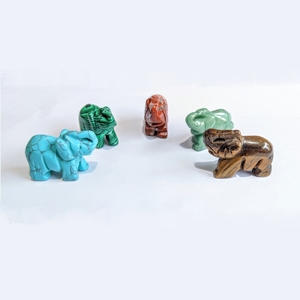 Đá Tự Nhiên Con Voi Trang Trí Pha Lê Khắc Động Vật Tăng Thạch Anh Tiger Mắt Malachite Turquoise Elephant Cho Zoo Lưu Niệm - Product Image 1