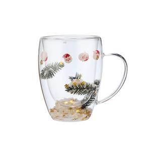 Vente en gros de tasses à café en verre borosilicate à double paroi avec poignées, logo personnalisé, tasses créatives de Noël - Product Image 4