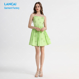 Abito slip da donna all'ingrosso personalizzato colletto quadrato colori verde chiaro piccoli modelli di <span class=keywords><strong>fiori</strong></span> da ragazza alla moda - Product Image 5