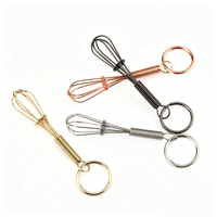 Mini fouet à œufs porte-clés en acier inoxydable gravé au laser, porte-clés personnalisé, cadeau pour chef cuisinier ou boulangers avec logo personnalisé sur étiquette