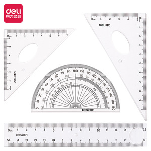 Deli Student Ruler Set 15cm 4 Piece With Protractor And Set Square For School Use - Product Image 3