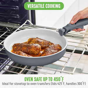 High Quality Cooking Pots Glass Lids Detachable Handles Dishwasher Oven Safe for Gas <b>Induction</b> Stoves Ceramic <b>Cookware</b> <b>Set</b> - Product Image 4