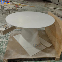 Table de bureau circulaire moderne en Corian blanc Table circulaire de 48 pouces Petite table de bureau ronde pour salle de réunion Ensemble table et chaises