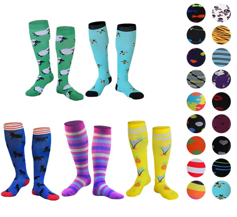 Unisex Doctor Running Cycling Custom Label Colorful Stocking Wholesale Long Graduated Medical Compression Nurses Socks