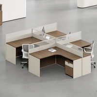 Bureau contemporain en bois pour le personnel Bureau d'ordinateur moderne avec écran de démarrage Table de confidentialité Poste de travail Panneau style bois