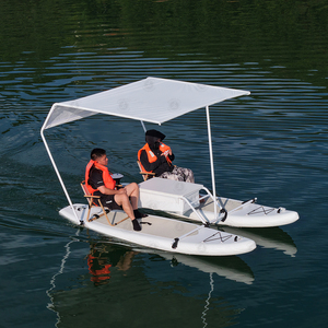Bateau à pagaies électrique gonflable de luxe pour 2 à 4 personnes, <span class=keywords><strong>catamaran</strong></span> en PVC avec auvent, bateau de pêche portable et planche de SUP pour l'extérieur - Product Image 5