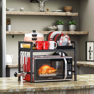 Adjustable Steel Extendable <strong>Microwave</strong> Oven <strong>Rack</strong> <strong>Microwave</strong>/Toaster Shelf for Kitchen Counter Home &amp; Bathroom Storage Holder Hook - Product Image 5