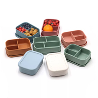Boîte à lunch bento sans bpa, réutilisable, réutilisable, nouvelle couleur, rose, violet, 3 compartiments, étanche pour les enfants