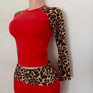 2025 nuevo Cheetah leopardo estampado contraste camisa Legging Loungewear mujeres 2 piezas <span class=keywords><strong>Lounge</strong></span> <span class=keywords><strong>Set</strong></span> - Product Image 3