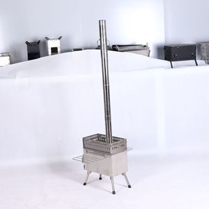 Portable Stainless Steel Wood <b>Stove</b> For Camping Outdoor Tent Heater With Chimney Foldable Design - Product Image 3
