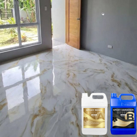 Peinture pour sols effet marbre 3D PURCOAT |   Enduit époxy métallique autolissant bicomposant pour salon et salle d'exposition