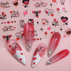 Lindo diseño divertido amor labios rosa <span class=keywords><strong>uñas</strong></span> arte pegatinas Adhesivo acrílico <span class=keywords><strong>uñas</strong></span> calcomanías para el Día de San Valentín <span class=keywords><strong>uñas</strong></span> accesorios de diamantes de imitación - Product Image 2