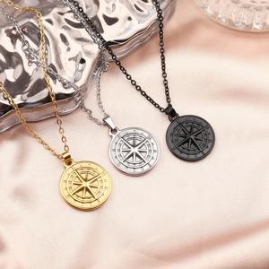 Best-seller Hommes Voyage Voile Pendentif Collier Double Couche Chaîne Hip-Hop Style Populaire Boussole Conception Mode Transfrontalière - Product Image 1