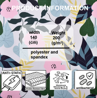 Tissus imprimés en maille extensible respirante de qualité supérieure en polyester et élasthanne 200 g/m², à motif floral personnalisé, pour vêtements de filles