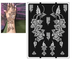Pochoirs de tatouage temporaire personnalisés en PVC, motifs floraux, henné, autocollants non toxiques - Product Image 5
