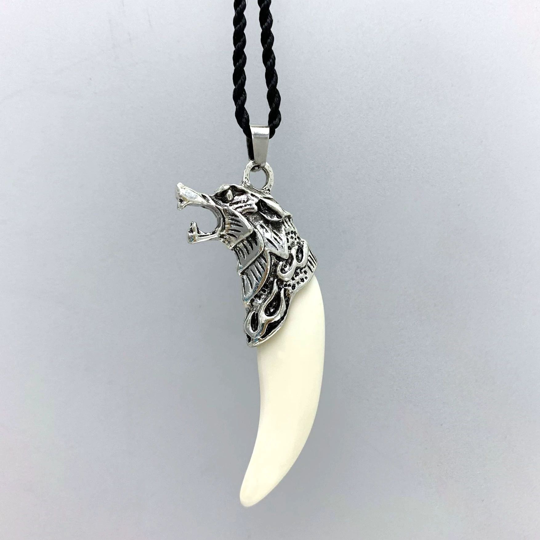 Carved Tooth Pendant Natural Stone Animal Design