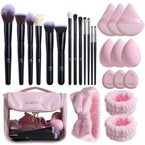 Juego de herramientas de maquillaje para mujeres y niñ<span class=keywords><strong>as</strong></span>, conjunto de regalo, brochas de maquillaje profesionales, soplo de polvo, diademas para lavarse la cara, bolsa de maquillaje, BS-MALL - Product Image 1
