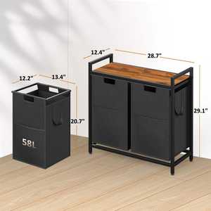 Organizador de Lavandería para Baño, 2 Bolsas Extraíbles para Clasificar la Ropa, Cesto para Ropa Sucia - Product Image 3