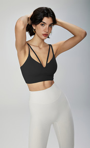 Logotipo personalizado Athletic Active Wear Sujetador de gimnasio deportivo para mujer Naked Feeling Sexy V Neck Strappy Yoga Sujetador deportivo para mujer - Product Image 3