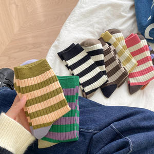 Korean Style Striped Sports <b>Socks</b> – Autumn Winter New Release Versatile Mid-Calf Color-Block Crew Knitted for Spring Summer - Product Image 3