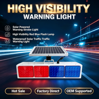 Feux stroboscopiques solaires à haute intensité pour travaux routiers, feux de signalisation routière à LED double face rouge et bleu pour blocages routiers