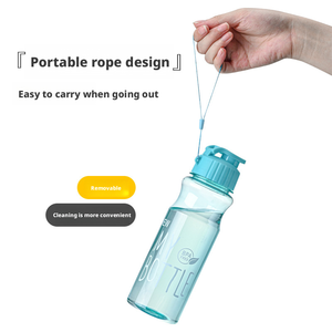 Bouteille d'eau en plastique de 550 ml en gros, gourde de sport portable avec cordon anti-chute, récipient extérieur transparent avec couvercle à clapet en PET - Product Image 5