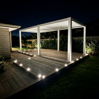 Pergola bioclimatique en aluminium multi-voûtes blanche, grande couverture pour grand terrasse en bois, patio arrière, jardin
