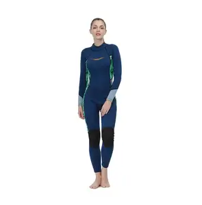 Personalizzato 3 millimetri di Neoprene Donne Costumi Da Bagno Blu A Maniche Lunghe di Un Pezzo Muta