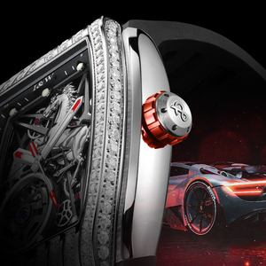 Automatic <b>Watch</b> <b>Rectangular</b> Case Skull Dial Diamond‑Inlaid Bezel Black Silicone Strap Luxury Mechanical Men Wrist <b>Watch</b> - Product Image 6