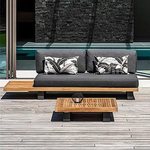 Ensemble de canapé segmenté en teck pour extérieur moderne <span class=keywords><strong>Coussin</strong></span> imperméable Style décontracté pour jardin, cour, hôtels, villas, parcs - Product Image 4