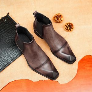 Bottes formelles de luxe pour hommes, de haute qualité, fabriquées à la main, en cuir véritable durable, style rétro, hautes, chaudes, en cuir, style italien - Product Image 3