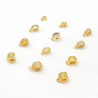 Perles intercalaires, anneaux de jonction et fermoirs à trois voies en cuivre plaqué or 14K, zircon, forme baril, inaltérables, pour la fabrication de bijoux DIY