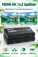 4K 1x2 Splitter 1 in 2 Out Penguat Sinyal Distributor Video untuk Multimedia Pengajaran DVD Set Top Box TV & Proyektor