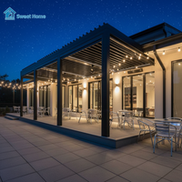 Pergola motorisée en aluminium sur mesure Sweet Home, toit à lames orientables imperméable, pour jardin, cour, patio, pavillon extérieur avec éclairage LED