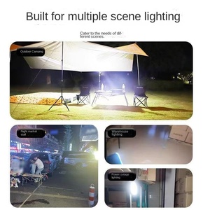 Tragbares LED-Arbeits licht mit Stativ ständer, 8-10 Stunden lange Laufzeit, USB Typ C Wiederauf ladbar für Camping Night Market Stall im Freien - Product Image 5