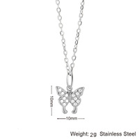 316L Edelstahl Zirkon Anhänger Halskette Trendige Gliederkette 18K Vergoldet Kleiner Glücksbringer Unisex Schmuck Großhandel