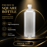 Bouteille d'emballage carrée transparente en PET de 700 ml avec bouchon à vis pour jus et sodas