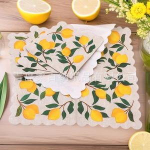 กระดาษเช็ดปากเยื่อไม้บริสุทธิ์พิมพ์ลายผลไม้เลมอนสีสันสดใส ผลิตตามสั่งสำหรับงานเลี้ยงครอบครัว ร้านอาหารตะวันตก และการใช้งานเชิงพาณิชย์ - Product Image 3