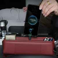 Organisateur universel pour l'espace entre les sièges de voiture, boîte de rangement en cuir avec trou de charge, adapté à BMW, Toyota, Honda, Ford, VW, Benz