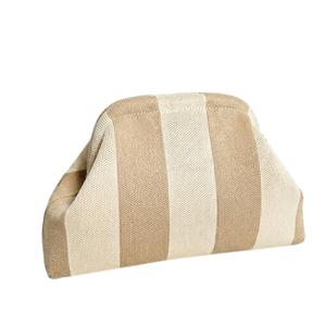 Nouvelle Pochette Cosmétique Décontractée en Tricot Rayé pour Femme avec Logo Personnalisé, Sac à Main Nuage Tissé à Clip Ouvert, Pochette Décontractée - Product Image 1