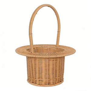 Cesta de Flores de Ratán Portátil con Asa, Ligera, Color Beige, <span class=keywords><strong>para</strong></span> Floristería y Regalos, Día de la Madre - Product Image 1