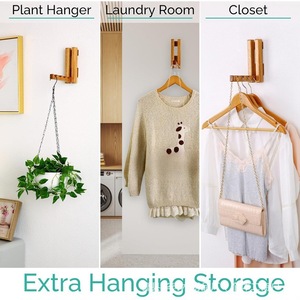 Wooden Wall Mounted Coat Hooks Solid Wood 4 Hooks For Entryway Bedroom Living Room <b>Clothes</b> <b>Storage</b> Rack Durable - Product Image 3