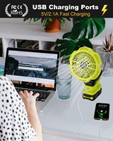 Ventilateur portable silencieux QIYUN 18V - Écologique, fonctionnant sur batterie avec port USB pour le camping en plein air, le chantier, la maison et le bureau