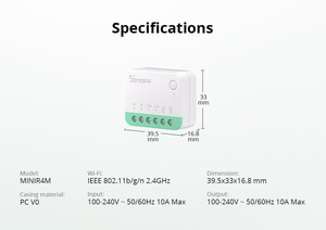 SONOFF MINIR4M MINI Interruptor Inteligente WiFi Extremo Compatible con Matter Módulo de Relé Desmontable para el Hogar Vía App EWeLink Control por Voz con Alexa y <span class=keywords><strong>Google</strong></span> <span class=keywords><strong>Home</strong></span> - Product Image 4