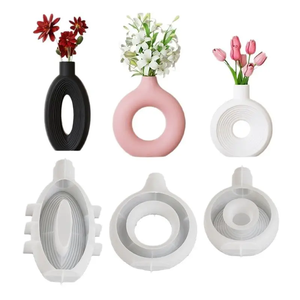 ديكور منزلي تصنعه بنفسك مزهرية على الطراز الاسكندنافي بيضاوية دائرية قالب سيليكون مخطط لإيبوكسي - Product Image 5